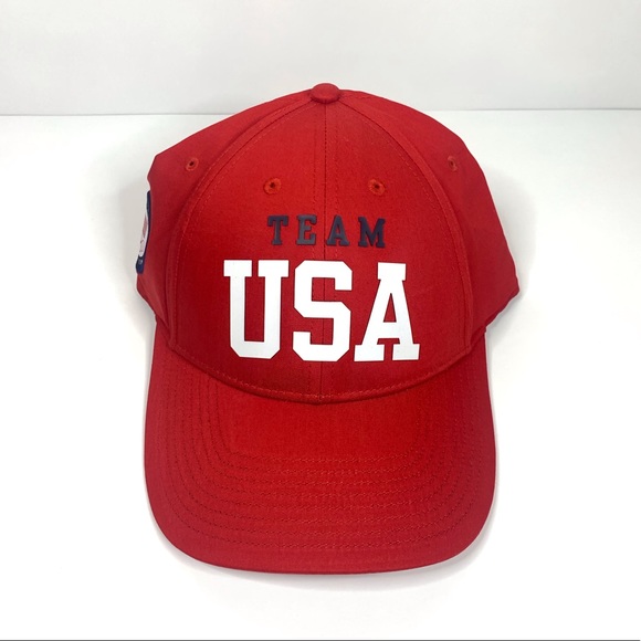 NEW~ Polo Ralph Lauren Red Team USA 2020 Summer Olympics Wordmark Adjustable Hat - Picture 2 of 15